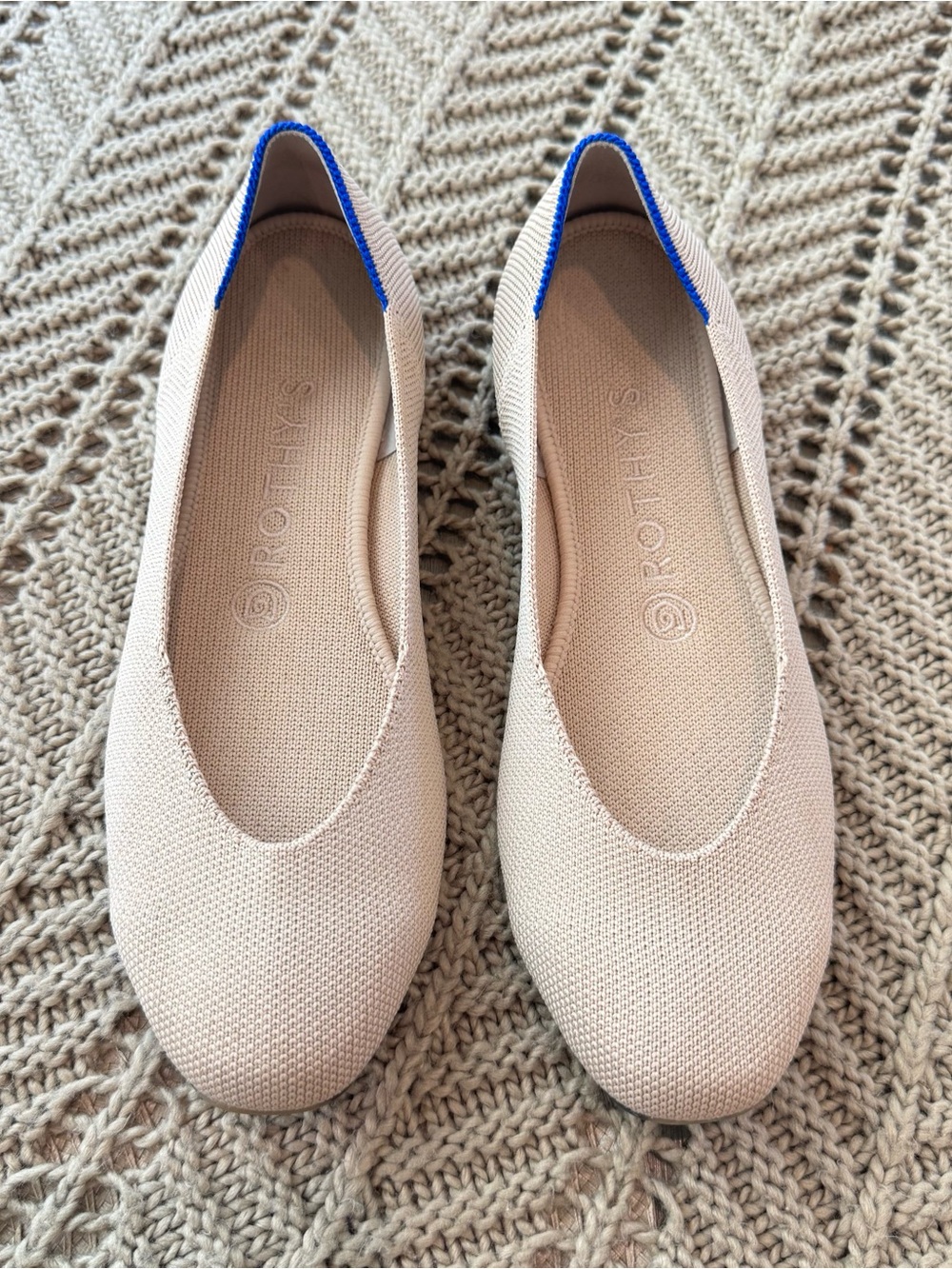 Rothy’s The Flat Pointed Toe Knit Flats Women’s Size 7.5 Oatmeal Minimalist